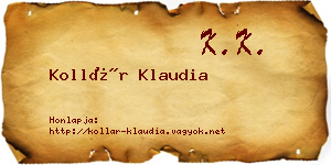 Kollár Klaudia névjegykártya